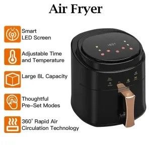 8L 1400W স্মার্ট টাচ স্ক্রিন কাস্টম তেল মুক্ত বৈদ্যুতিক গভীর ফ্রাইয়ার হট এয়ার ফ্রাইয়ার উপযুক্ত