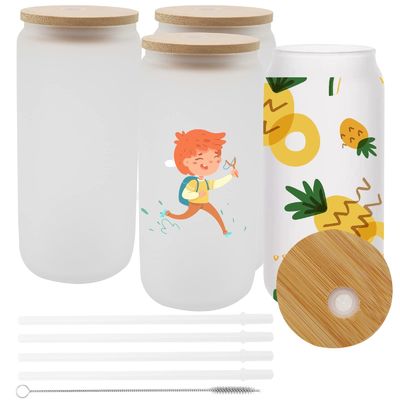 প্রাকৃতিক স্বাস্থ্যকর 16oz ঠান্ডা বিয়ার গ্লাস বাঁশ ঢাকনা এবং খড় সঙ্গে চূড়ান্ত বার উপহার