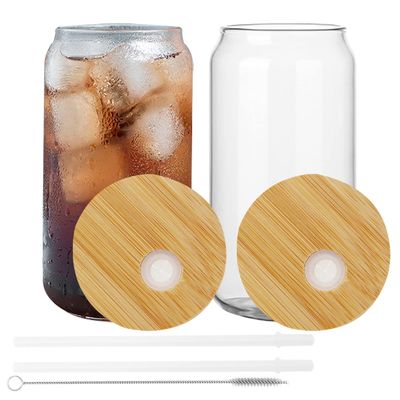 প্রাকৃতিক স্বাস্থ্যকর 16oz ঠান্ডা বিয়ার গ্লাস বাঁশ ঢাকনা এবং খড় সঙ্গে চূড়ান্ত বার উপহার
