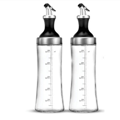 হাউজিং উচ্চ Borosilicate গ্লাস তেল জার বাঁকা spout এবং তেল নিয়ন্ত্রণ পরিমাপ সঙ্গে সেট স্টক