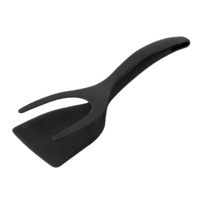 রান্নার সরঞ্জাম জন্য 2 ইন 1 Spatula Tong কালো ডিম Flipper Tong প্যানকেক মাছ ফ্রেঞ্চ টোস্ট