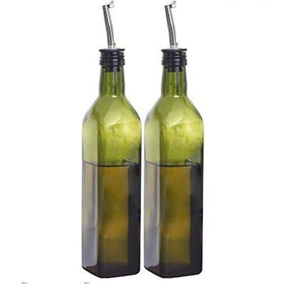 গ্লাস অয়েল ডিসপেনসর বোতল 500ML/17OZ স্কয়ার আকৃতির রান্নাঘর তেল এবং ভিনেগার জন্য স্টক