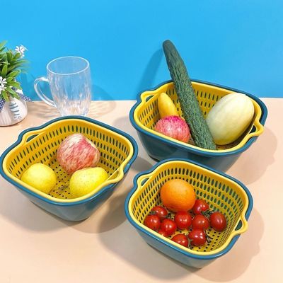 উদ্ভিজ্জ সঞ্চয় ঘরোয়া 6pcs ডাবল স্তর প্লাস্টিক মাল্টি জল খালাস পরিষ্কার খালাস বাস্কেট