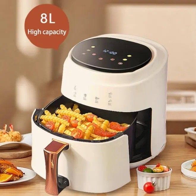 6L 3L টাচ স্ক্রিন ডাবল এয়ার ফ্রাইয়ার ইলেকট্রিক ডিপ ফ্রাইয়ার ওভেন স্মার্ট র্যাক অয়েল ছাড়াই এয়ার ফ্রাইয়ার প্লাস্টিক