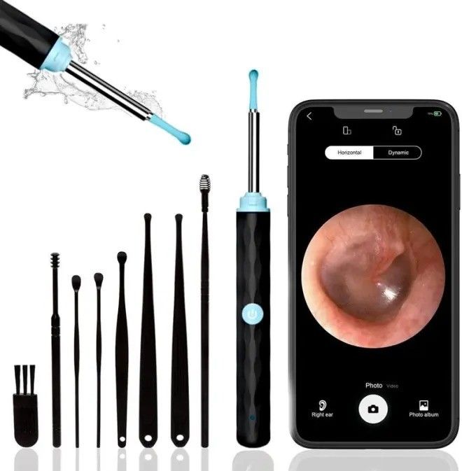1296P Otoscope Ear Cleaner ক্যামেরা এবং আলো সহ গৃহস্থালি পরিষ্কারের কানের মোম অপসারণ কিট