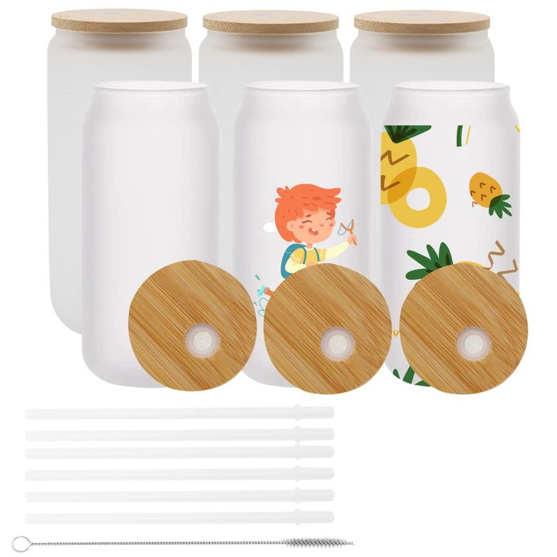 প্রাকৃতিক স্বাস্থ্যকর 16oz ঠান্ডা বিয়ার গ্লাস বাঁশ ঢাকনা এবং খড় সঙ্গে চূড়ান্ত বার উপহার