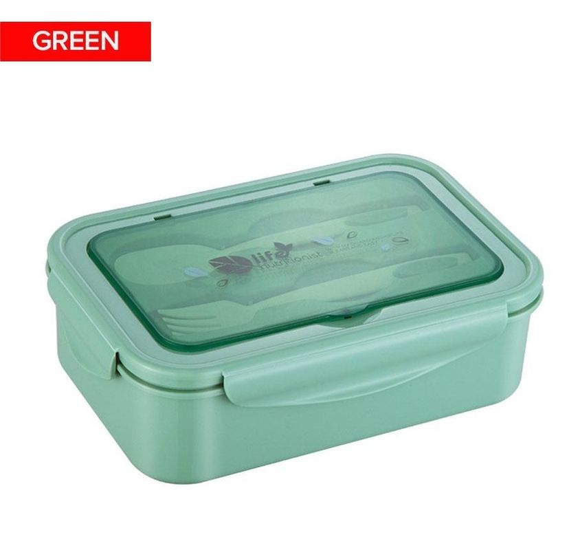 শিশু/বৃদ্ধদের জন্য লাঞ্চ বক্স PP5 1400 এমএল মাইক্রোওয়েভ ফ্রিজ নিরাপদ বিপিএ-মুক্ত চামচ ফর্কের সাথে